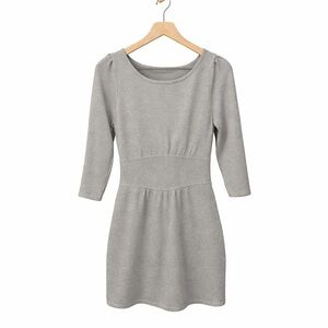 Express Gray 3/4 Sleeve Mini Sweater Dress